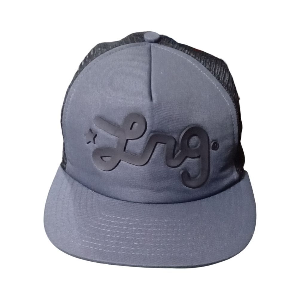 Lng Flat Brim Cap Hat Mesh Gray and Black Adjustable